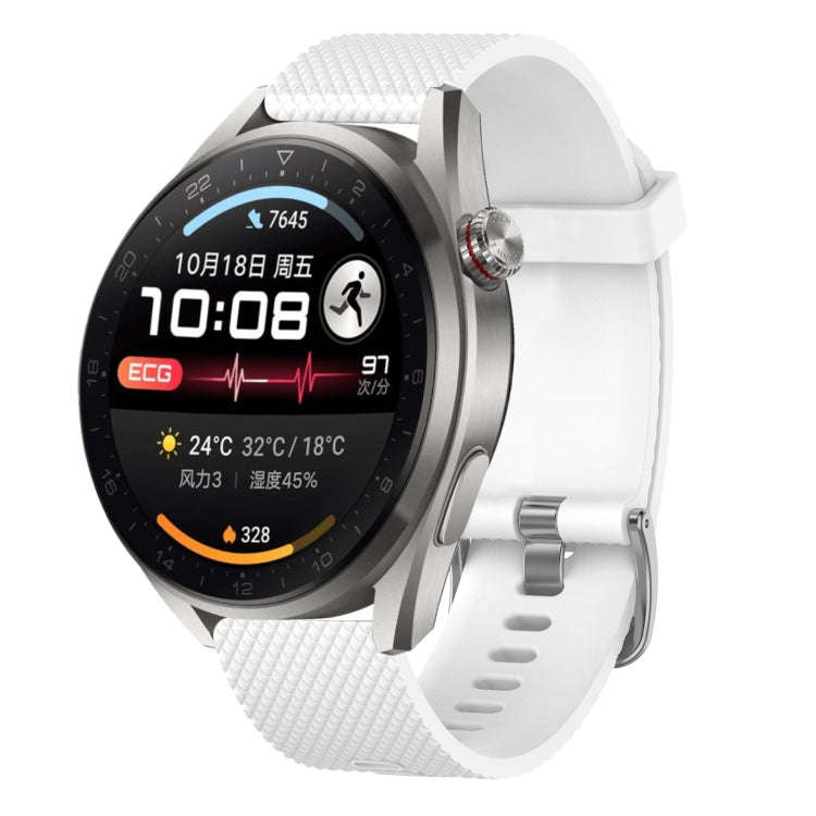 For Huawei Watch 4 22mm Diamond Textured Silicone Watch Band(White)