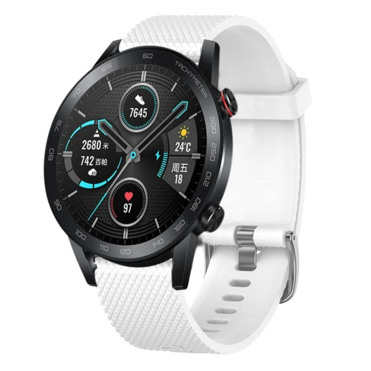 For Honor Magic Watch 2 46mm 22mm Diamond Textured Silicone Watch Band(White)
