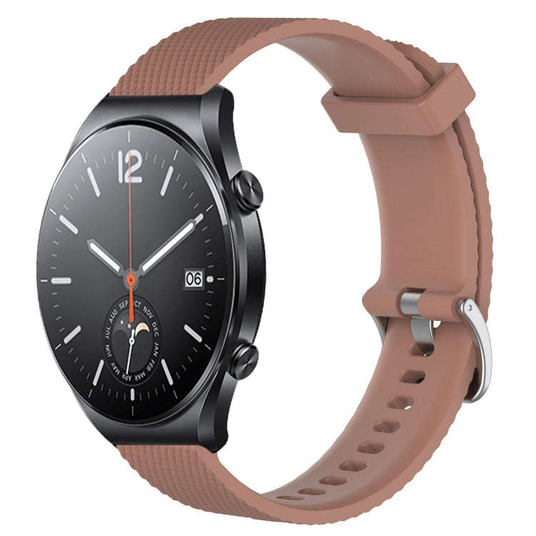 For Xiaomi Mi Watch S1 22mm Diamond Textured Silicone Watch Band(Brown)