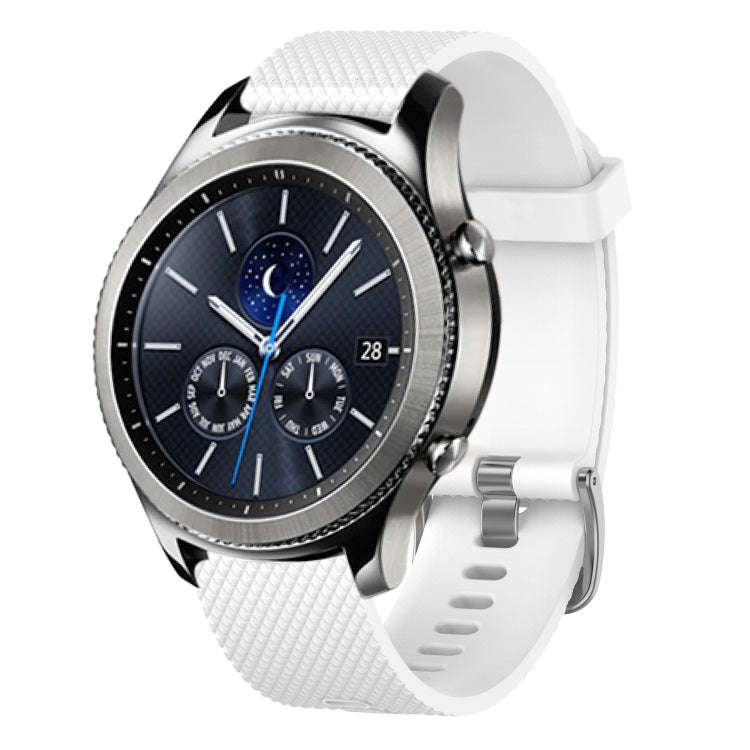 For Samsung Gear S3 Classic 22mm Diamond Textured Silicone Watch Band(White)
