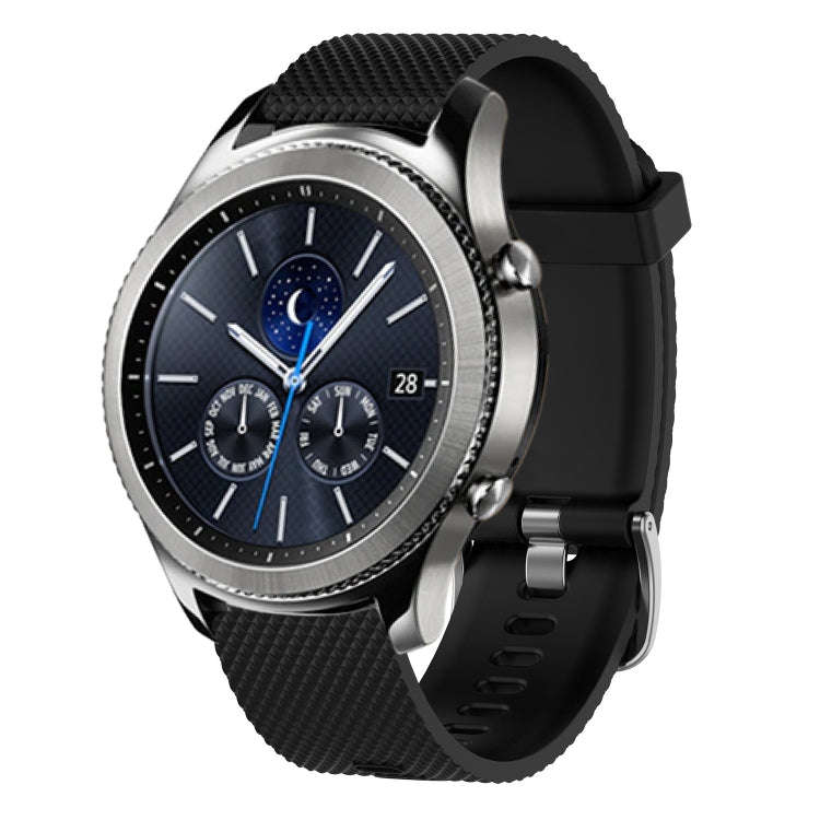 For Samsung Gear S3 Classic 22mm Diamond Textured Silicone Watch Band(Black)