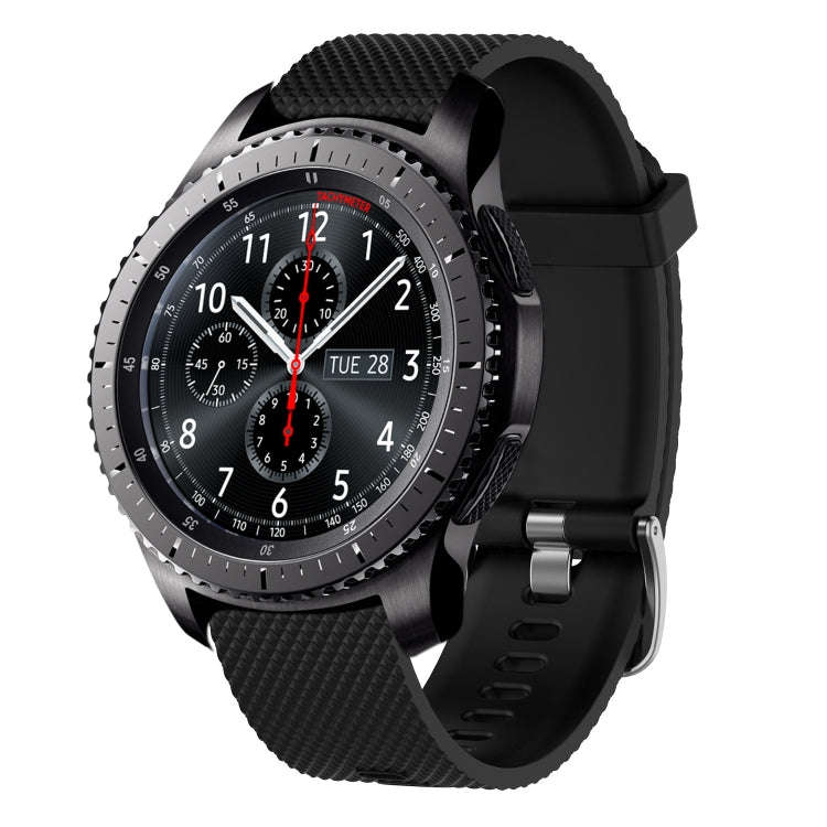 For Samsung Gear S3 Frontier 22mm Diamond Textured Silicone Watch Band(Black)