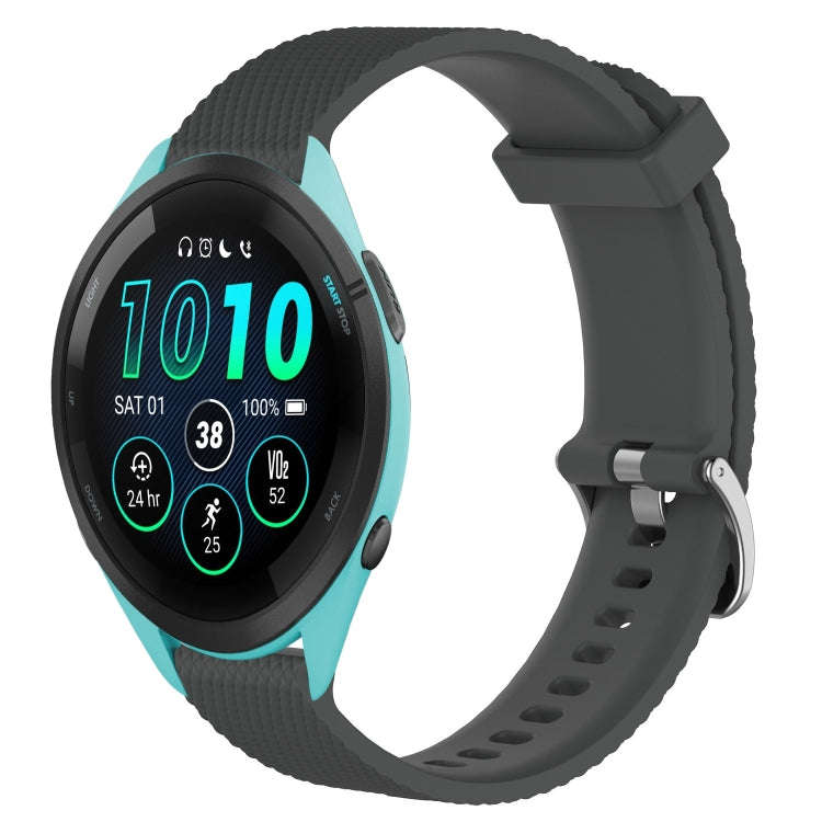 For Garmin Forerunner 265 22mm Diamond Textured Silicone Watch Band(Dark Grey)