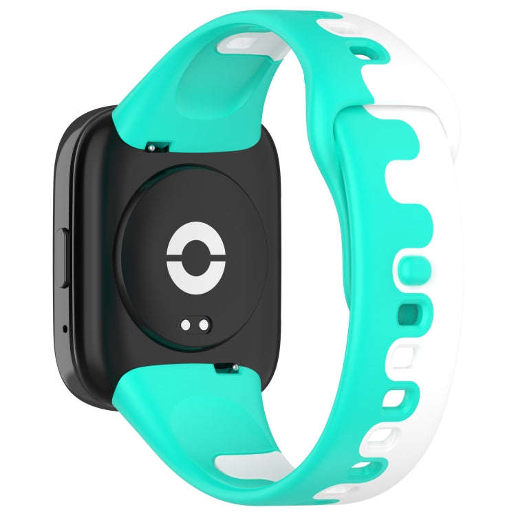 For Redmi Watch 3 Active Stitching Two Color Silicone Watch Band(Cyan Whtie)