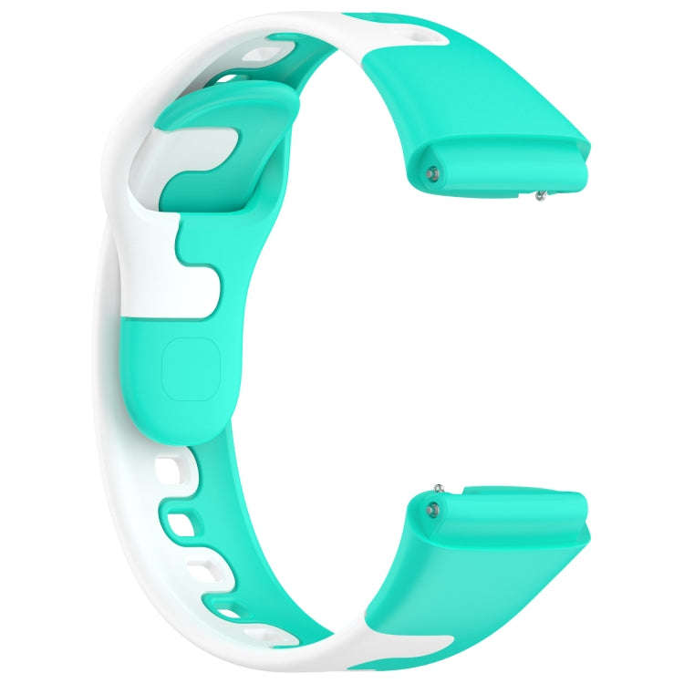 For Redmi Watch 3 Active Stitching Two Color Silicone Watch Band(Cyan Whtie)