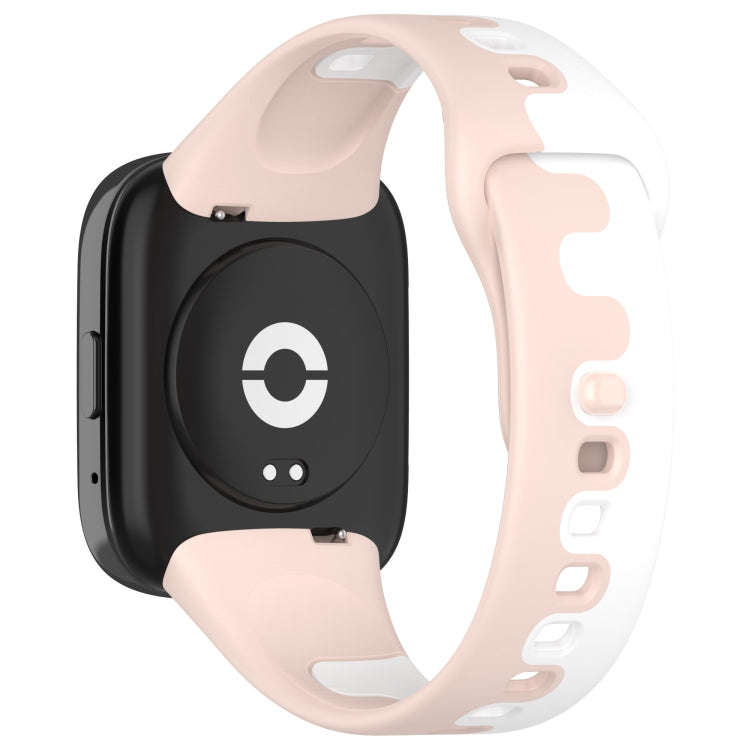 For Redmi Watch 3 Active Stitching Two Color Silicone Watch Band(Pink White)