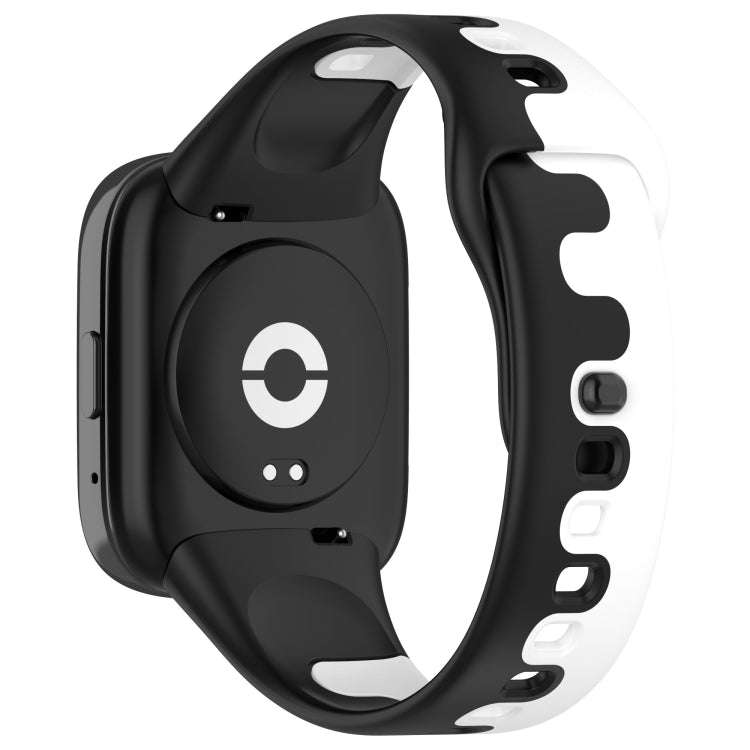 For Redmi Watch 3 Active Stitching Two Color Silicone Watch Band(Black White)