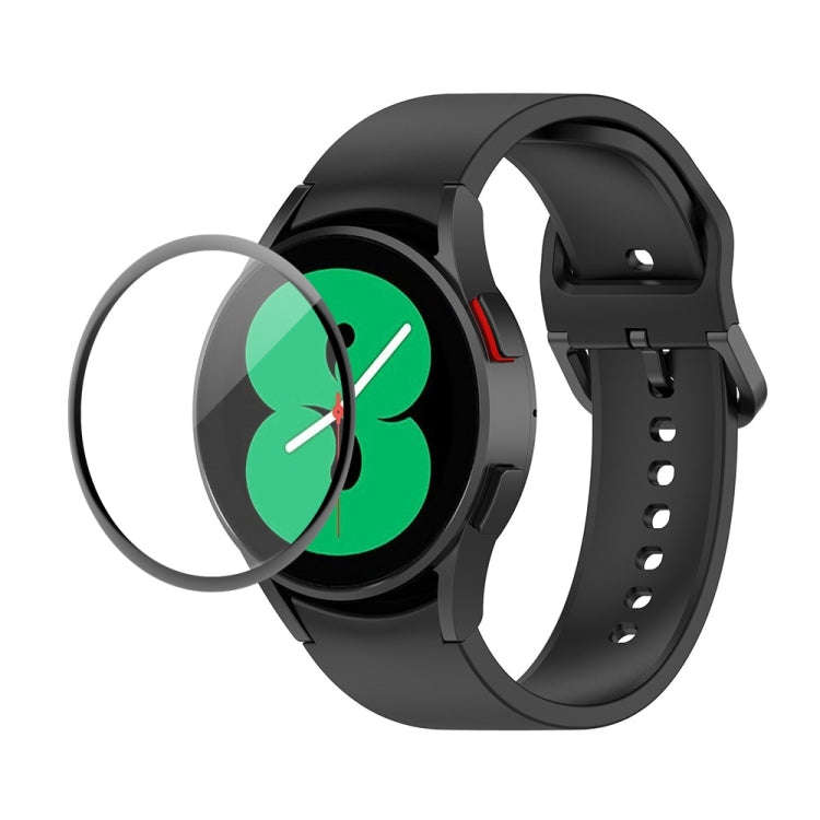 For Samsung Galaxy Watch4 44mm JUNSUNMAY Silicone Adjustable Strap + Full Coverage PMMA Screen Pr...