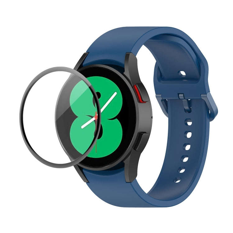 For Samsung Galaxy Watch4 44mm JUNSUNMAY Silicone Adjustable Strap + Full Coverage PMMA Screen Pr...
