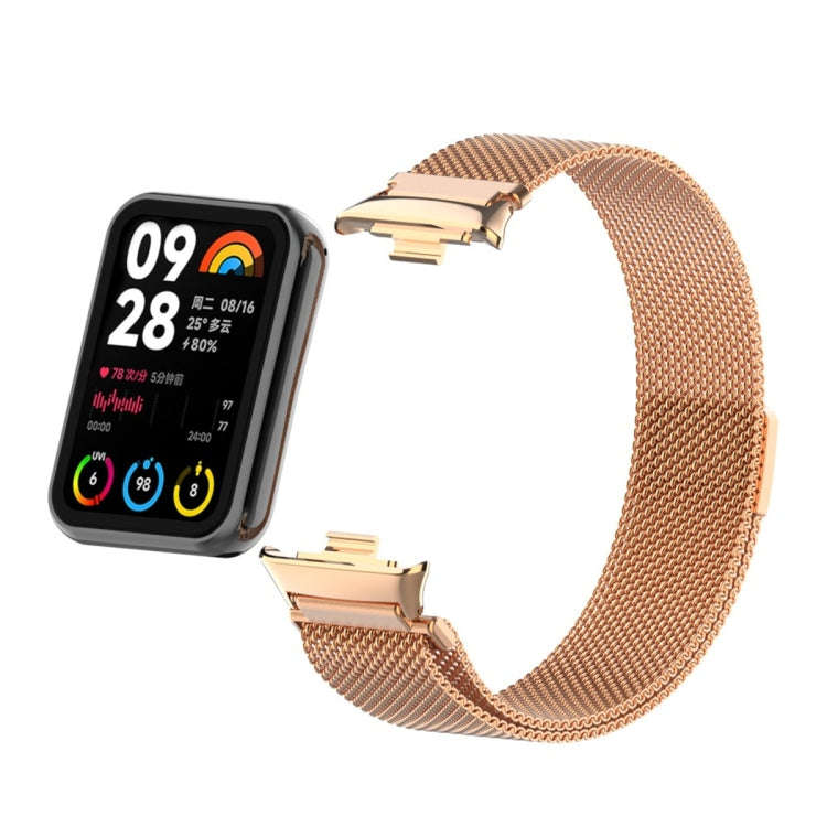 For Xiaomi Smart Band 9 Pro / 8 Pro Milan Magnetic Metal Mesh Watch Band(Rose Gold)
