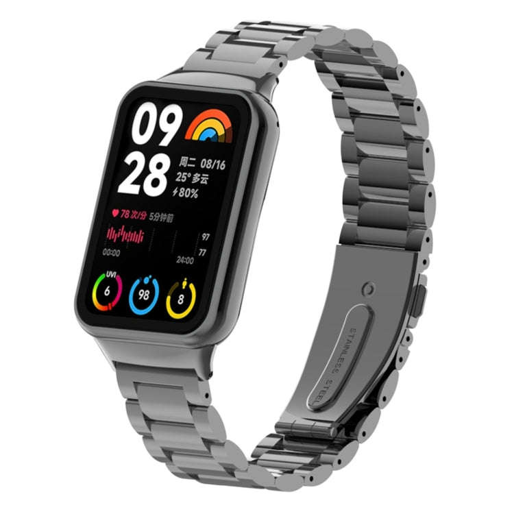 For Xiaomi Smart Band 9 Pro / 8 Pro Three Bead Metal Stainless Steel Watch Band(Black)