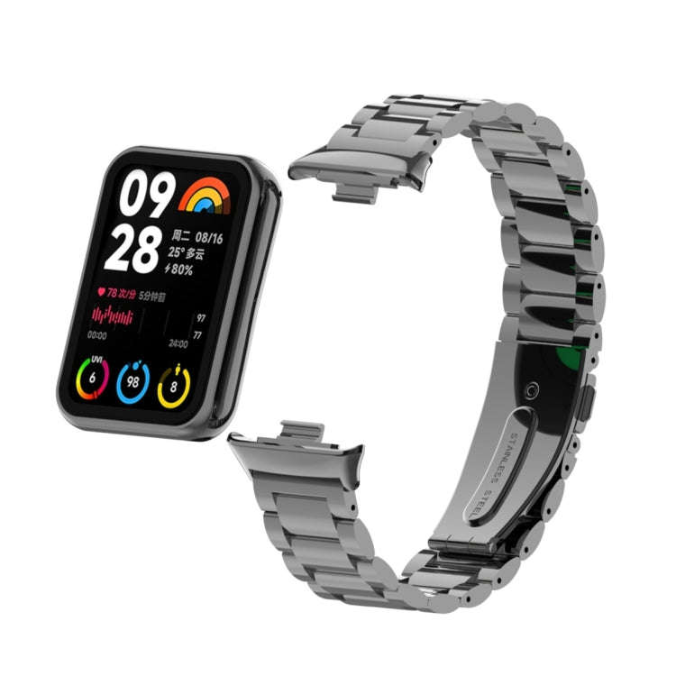 For Xiaomi Smart Band 9 Pro / 8 Pro Three Bead Metal Stainless Steel Watch Band(Black)