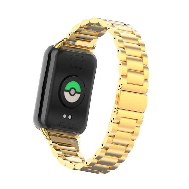 For Xiaomi Smart Band 9 Pro / 8 Pro Three Bead Metal Stainless Steel Watch Band(Gold)