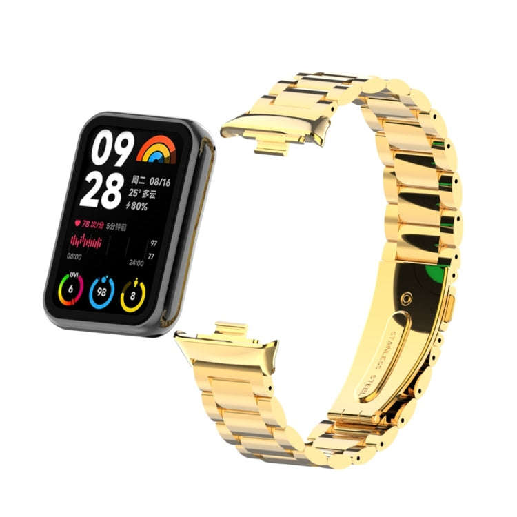 For Xiaomi Smart Band 9 Pro / 8 Pro Three Bead Metal Stainless Steel Watch Band(Gold)
