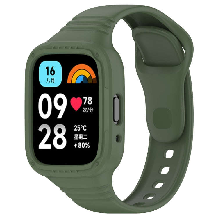 For Redmi Watch 3 Active Integrated Fully Enclosed Silicone Watch Band(Dark Green)