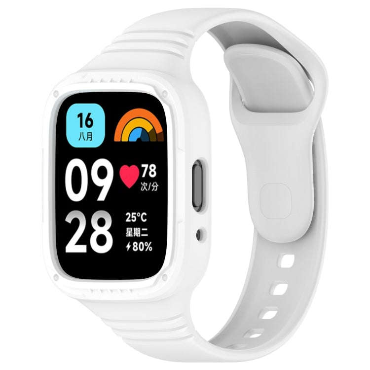 For Redmi Watch 3 Active Integrated Fully Enclosed Silicone Watch Band(White)