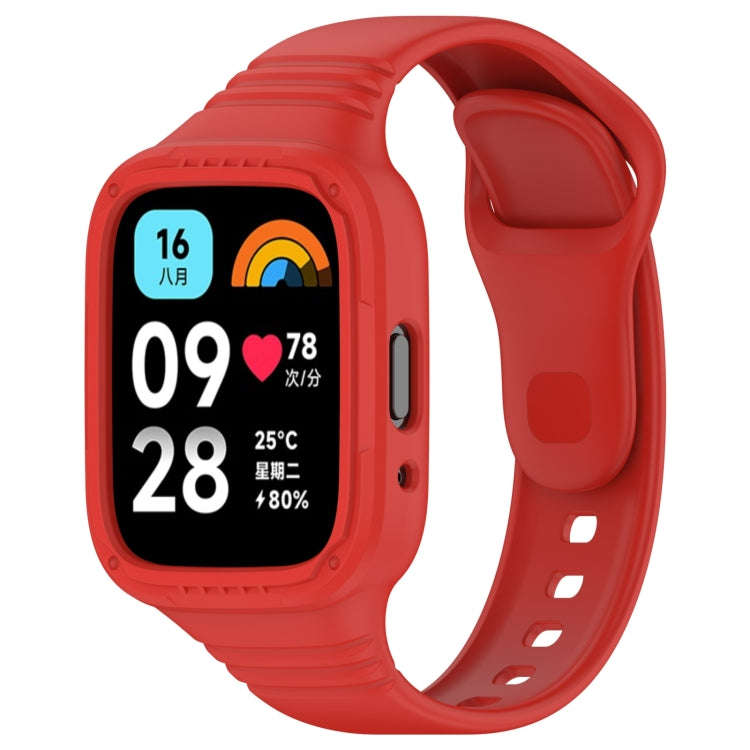 For Redmi Watch 3 Active Integrated Fully Enclosed Silicone Watch Band(Red)