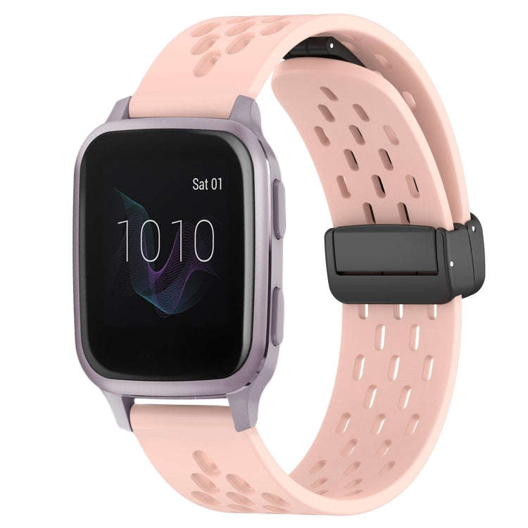 For Garmin Venu SQ 20mm Folding Magnetic Clasp Silicone Watch Band(Pink)