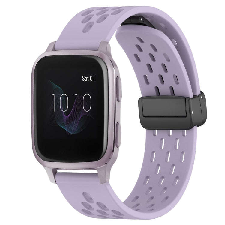 For Garmin Venu SQ 20mm Folding Magnetic Clasp Silicone Watch Band(Purple)