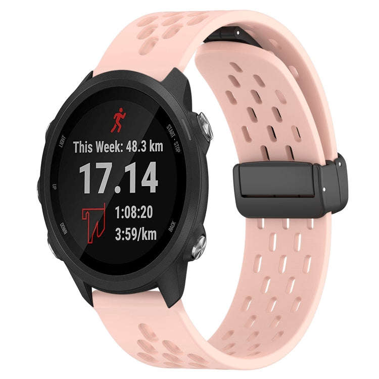 For Garmin Forerunner 245 Music 20mm Folding Magnetic Clasp Silicone Watch Band(Pink)