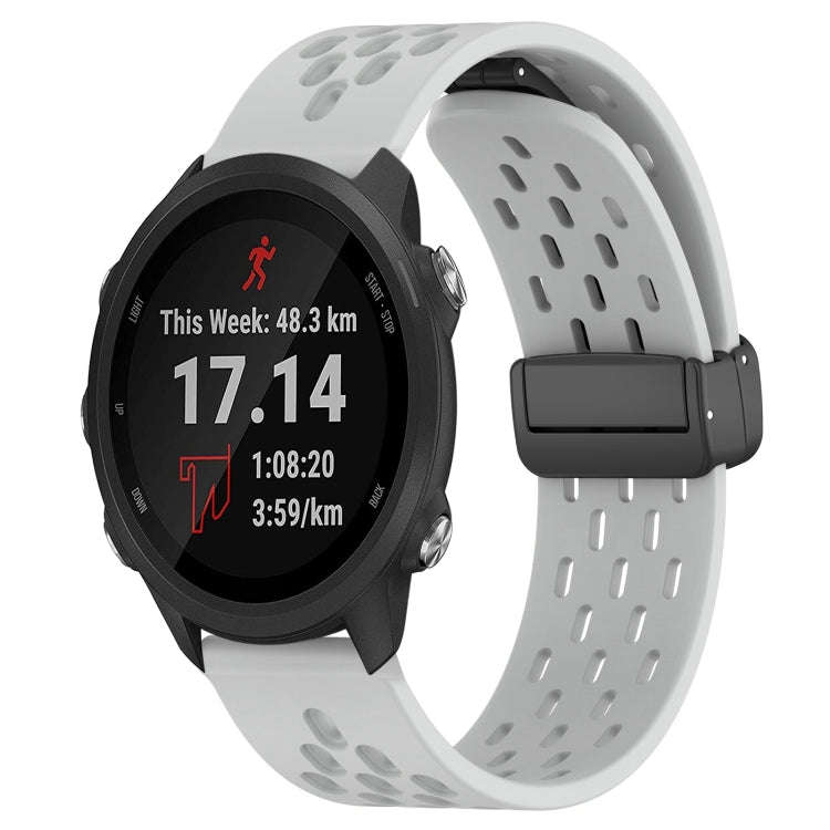 For Garmin Forerunner 245 Music 20mm Folding Magnetic Clasp Silicone Watch Band(Light Grey)