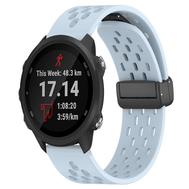 For Garmin Forerunner 245 Music 20mm Folding Magnetic Clasp Silicone Watch Band(Light Blue)