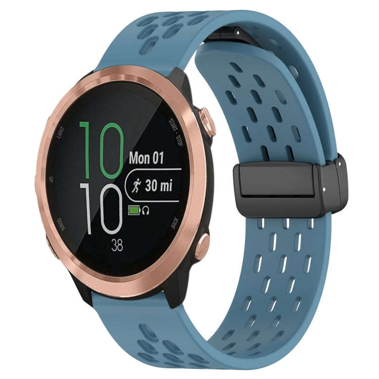 For Garmin Forerunner 645 20mm Folding Magnetic Clasp Silicone Watch Band(Blue)