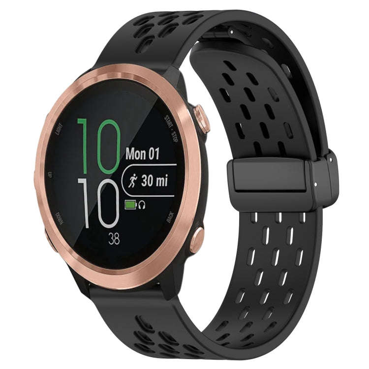 For Garmin Forerunner 645 20mm Folding Magnetic Clasp Silicone Watch Band(Black)