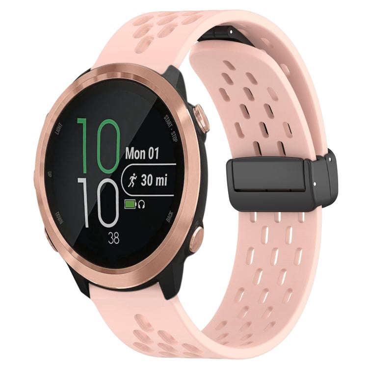 For Garmin Forerunner 645 20mm Folding Magnetic Clasp Silicone Watch Band(Pink)