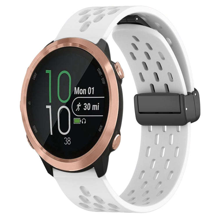 For Garmin Forerunner 645 Music 20mm Folding Magnetic Clasp Silicone Watch Band(White)