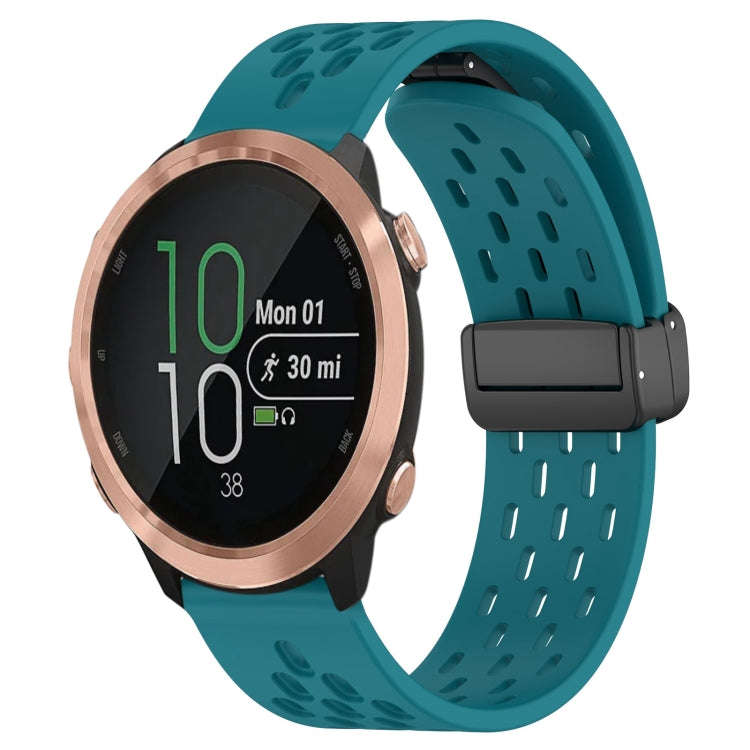 For Garmin Forerunner 645 Music 20mm Folding Magnetic Clasp Silicone Watch Band(Hidden Green)