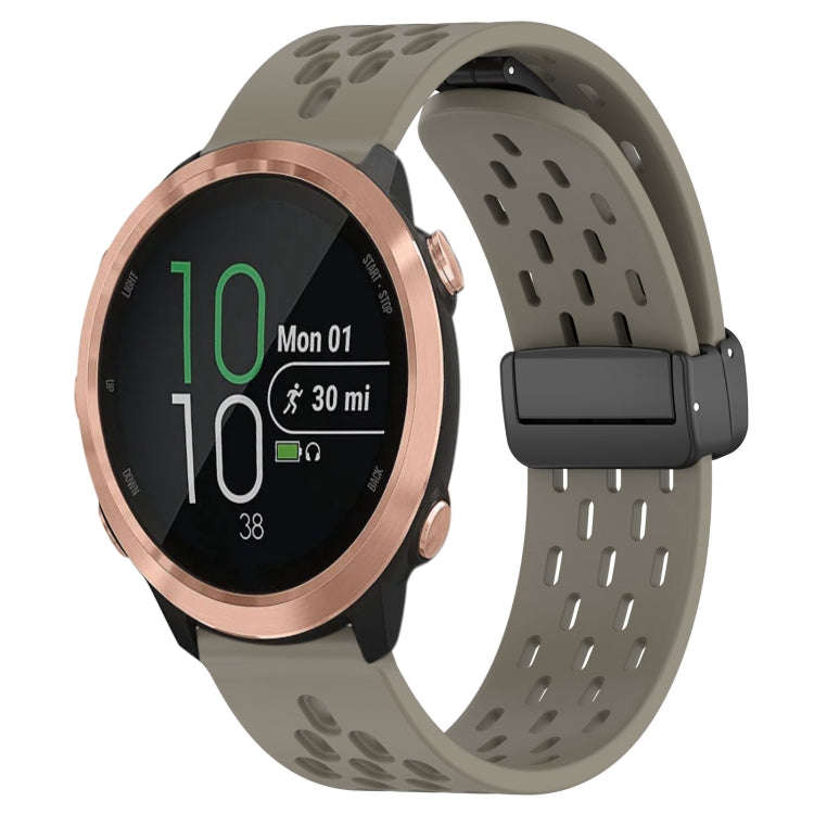 For Garmin Forerunner 645 Music 20mm Folding Magnetic Clasp Silicone Watch Band(Space Ash)