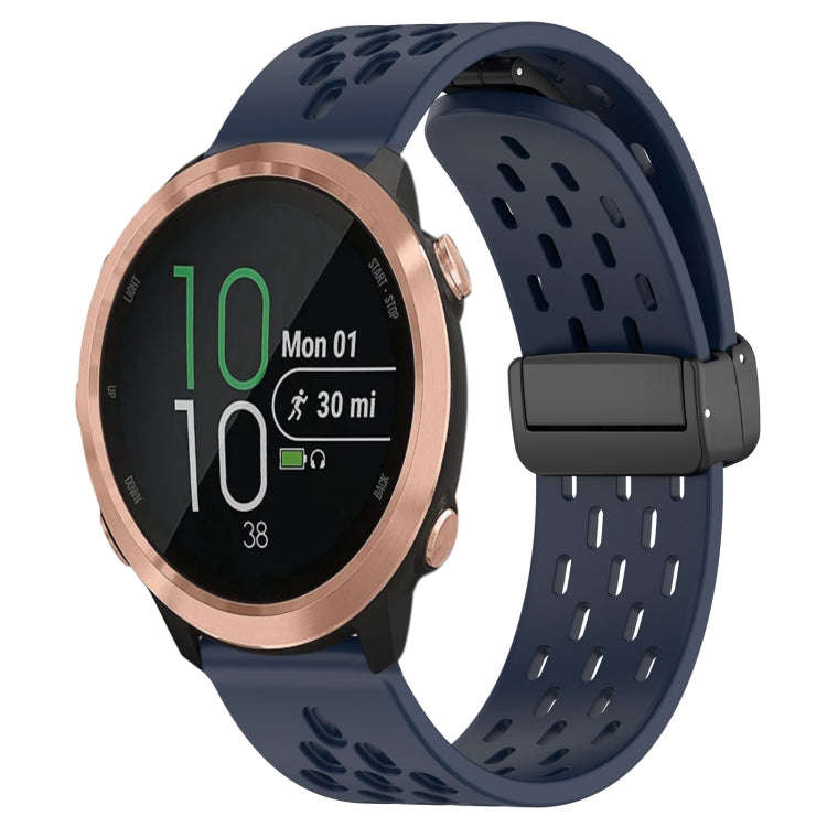 For Garmin Forerunner 645 Music 20mm Folding Magnetic Clasp Silicone Watch Band(Midnight Blue)