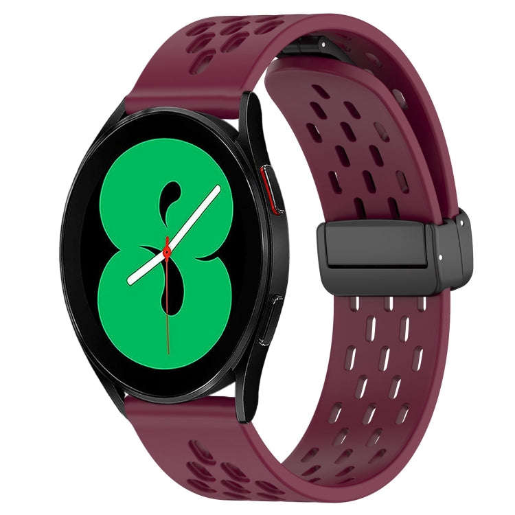 For Samsung Galaxy Watch 4 44mm 20mm Folding Magnetic Clasp Silicone Watch Band(Wine Red)
