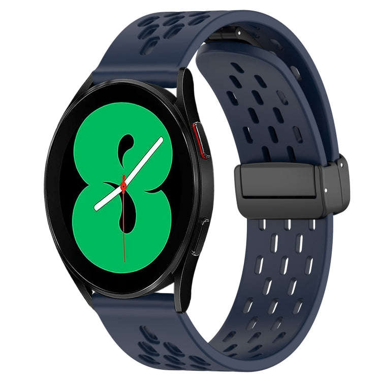 For Samsung Galaxy Watch 4 44mm 20mm Folding Magnetic Clasp Silicone Watch Band(Midnight Blue)