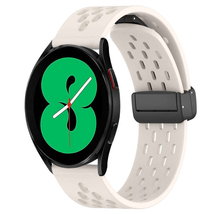 For Samsung Galaxy Watch 4 44mm 20mm Folding Magnetic Clasp Silicone Watch Band(Starlight Starlig...
