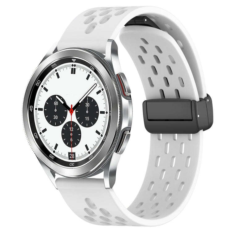 For Samsung  Galaxy Watch 4 Classic 42mm 20mm Folding Magnetic Clasp Silicone Watch Band(White)