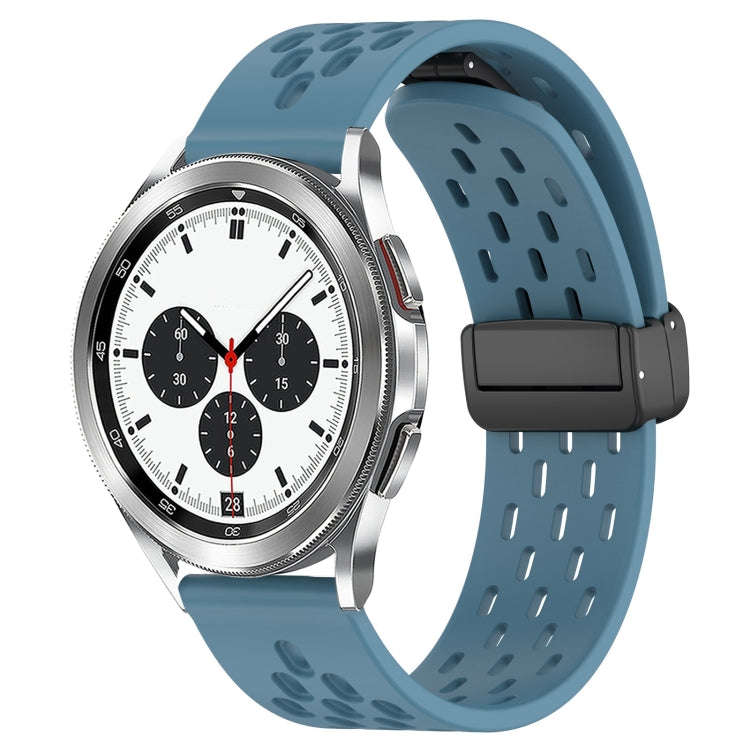 For Samsung  Galaxy Watch 4 Classic 42mm 20mm Folding Magnetic Clasp Silicone Watch Band(Blue)