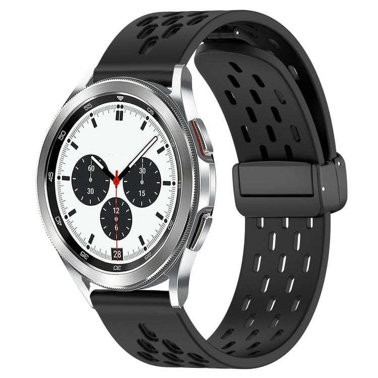For Samsung  Galaxy Watch 4 Classic 42mm 20mm Folding Magnetic Clasp Silicone Watch Band(Black)