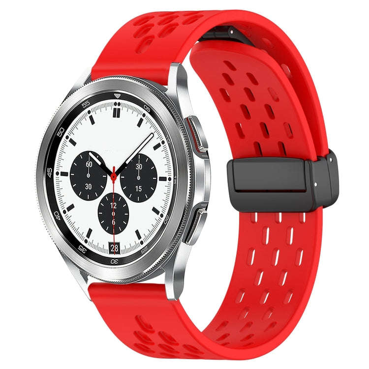 For Samsung  Galaxy Watch 4 Classic 42mm 20mm Folding Magnetic Clasp Silicone Watch Band(Red)