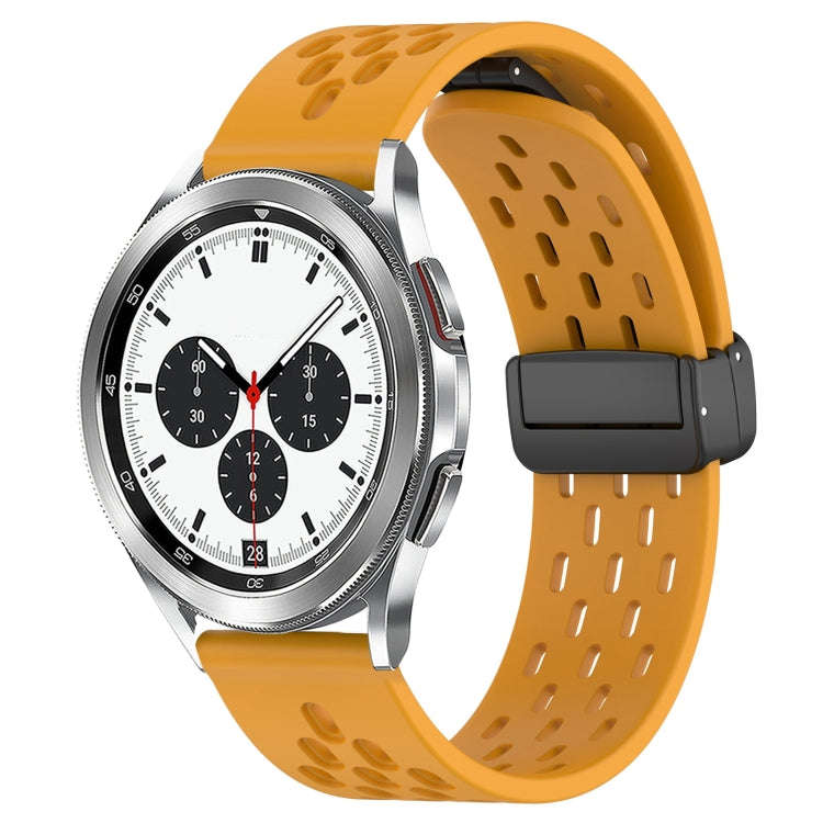 For Samsung  Galaxy Watch 4 Classic 42mm 20mm Folding Magnetic Clasp Silicone Watch Band(Yellow)