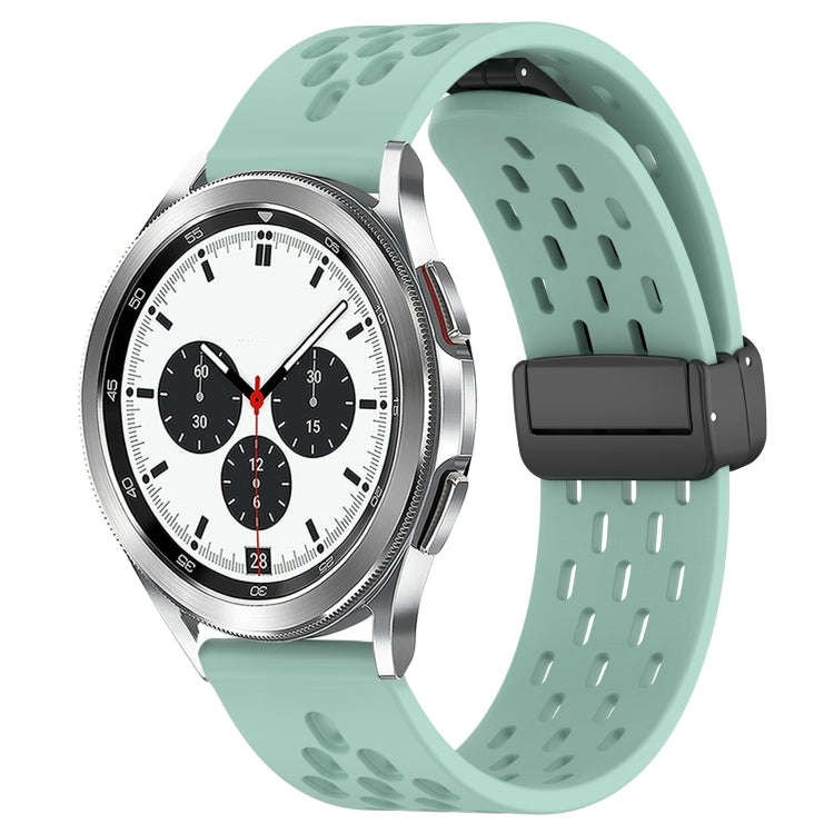 For Samsung  Galaxy Watch 4 Classic 42mm 20mm Folding Magnetic Clasp Silicone Watch Band(Teal)