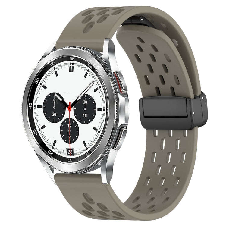 For Samsung  Galaxy Watch 4 Classic 42mm 20mm Folding Magnetic Clasp Silicone Watch Band(Space Ash)