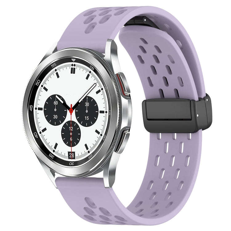 For Samsung  Galaxy Watch 4 Classic 42mm 20mm Folding Magnetic Clasp Silicone Watch Band(Purple)