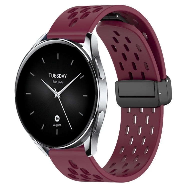 For Xiaomi Watch S2 42mm 22mm Folding Magnetic Clasp Silicone Watch Band(Wine Red)