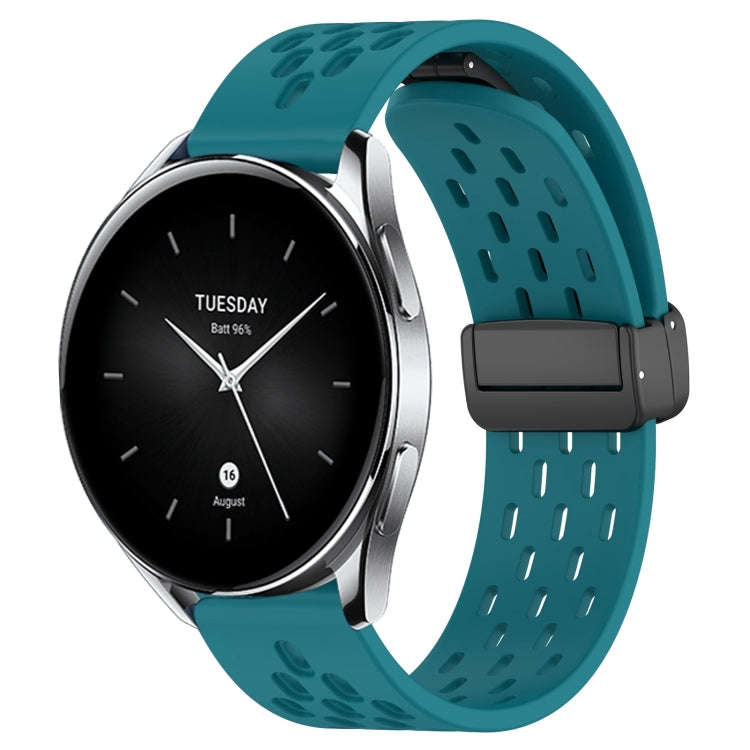 For Xiaomi Watch S2 46mm 22mm Folding Magnetic Clasp Silicone Watch Band(Hidden Green)