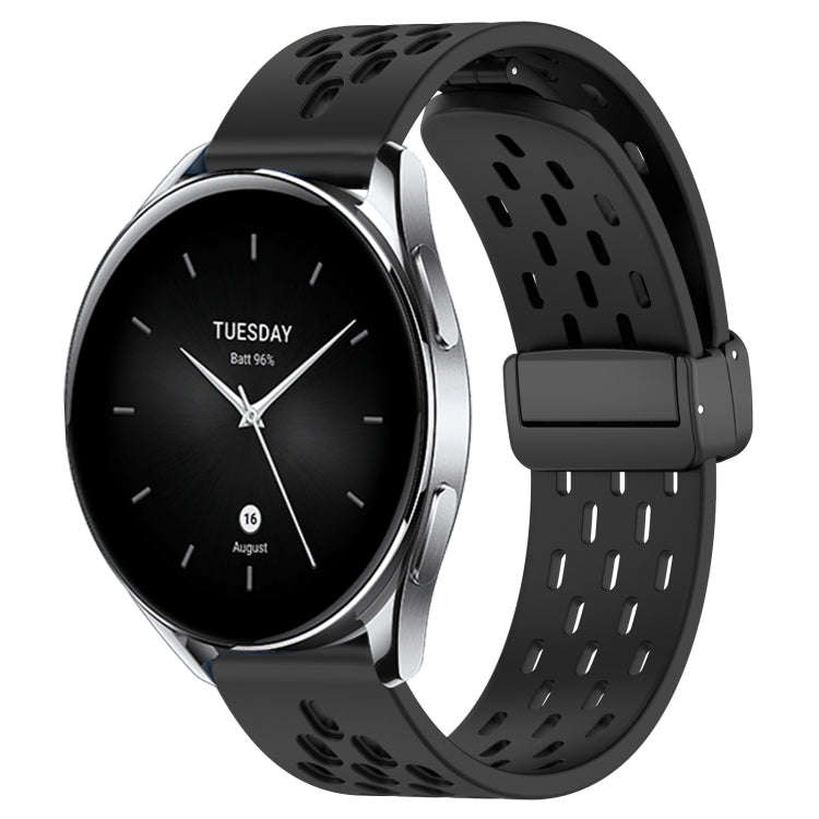 For Xiaomi Watch S2 46mm 22mm Folding Magnetic Clasp Silicone Watch Band(Black)