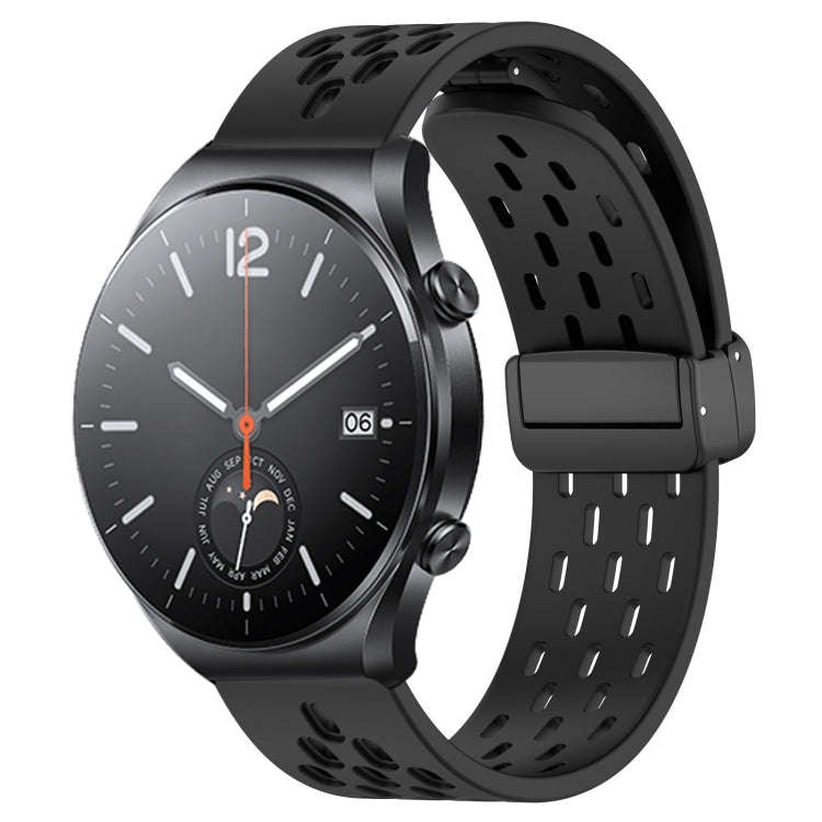 For Xiaomi MI Watch S1 22mm Folding Magnetic Clasp Silicone Watch Band(Black)