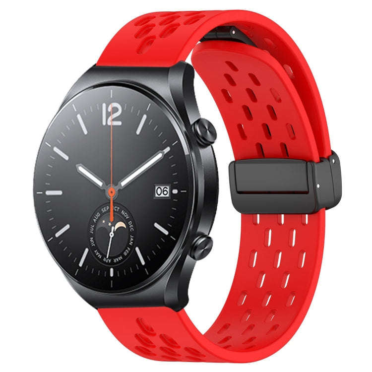 For Xiaomi MI Watch S1 22mm Folding Magnetic Clasp Silicone Watch Band(Red)