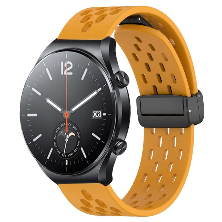 For Xiaomi MI Watch S1 22mm Folding Magnetic Clasp Silicone Watch Band(Yellow)